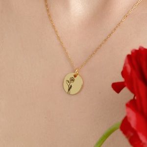 Birth Month Flower Coin Necklace